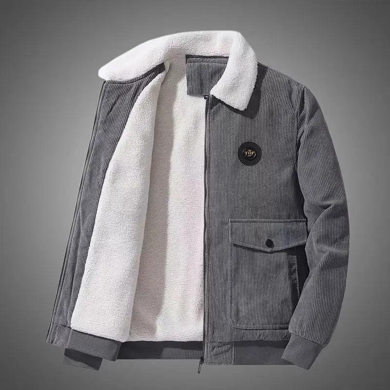 Fleece-lined Thickened Men's Coat Loose Leisure Workwear cj