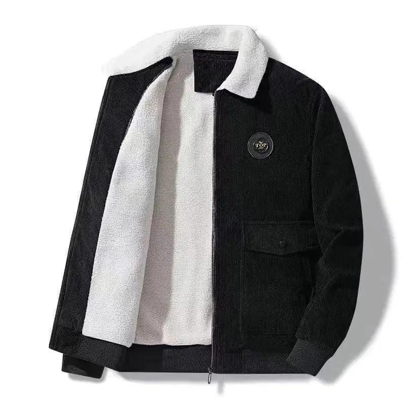 Fleece-lined Thickened Men's Coat Loose Leisure Workwear cj
