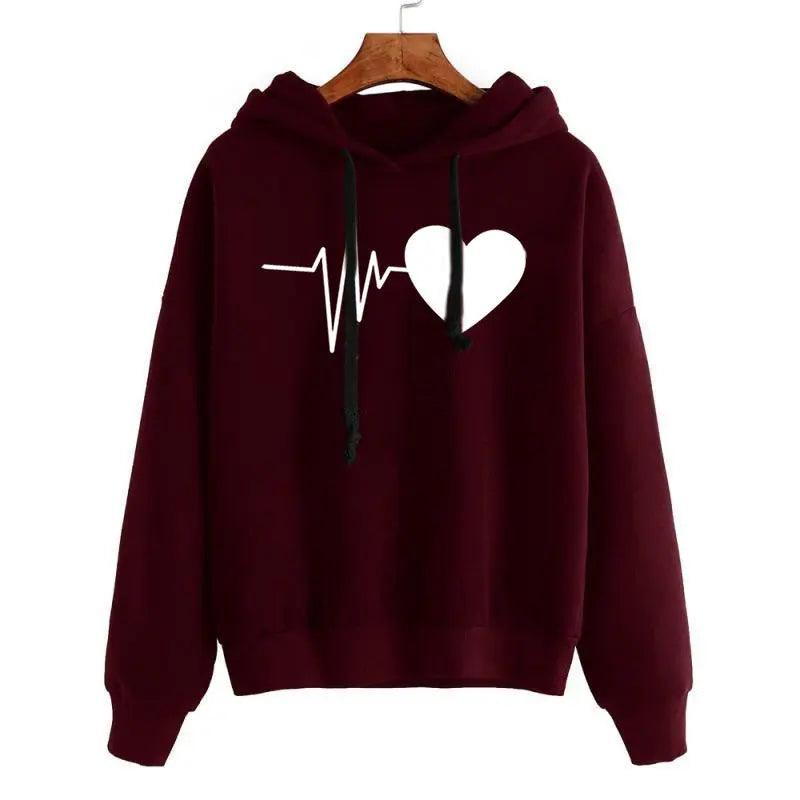 Heart Print Streetwear Hoodies Women Sweatshirt Spring Autumn Long Sleeve Hoodie Clothes cj
