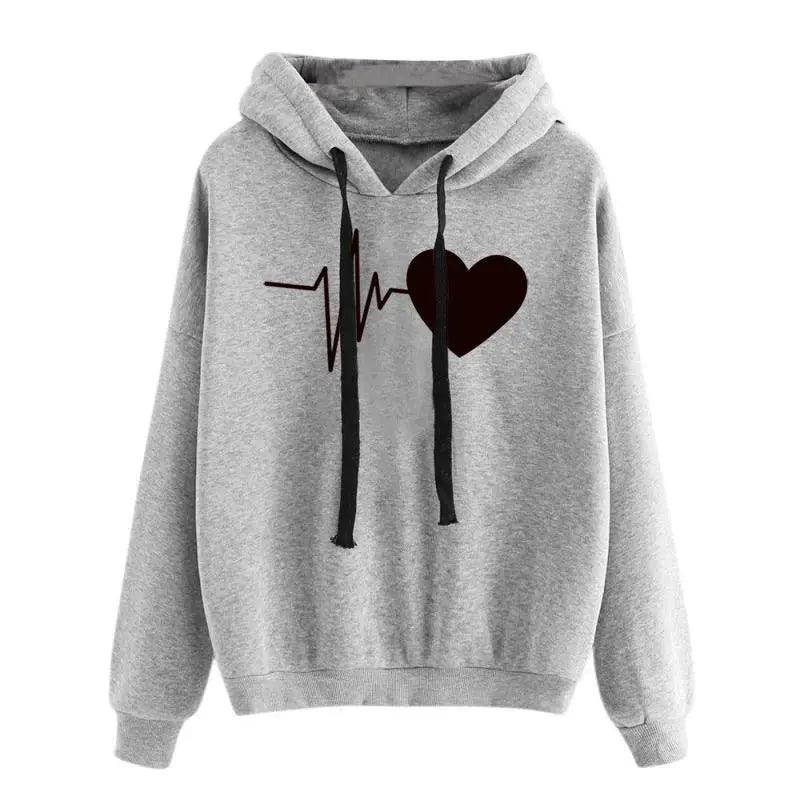 Heart Print Streetwear Hoodies Women Sweatshirt Spring Autumn Long Sleeve Hoodie Clothes cj