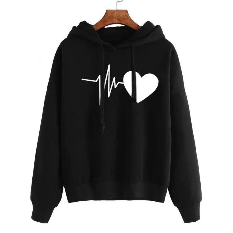 Heart Print Streetwear Hoodies Women Sweatshirt Spring Autumn Long Sleeve Hoodie Clothes cj