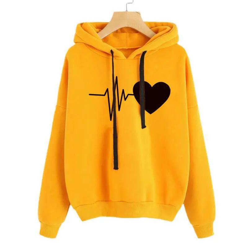 Heart Print Streetwear Hoodies Women Sweatshirt Spring Autumn Long Sleeve Hoodie Clothes cj
