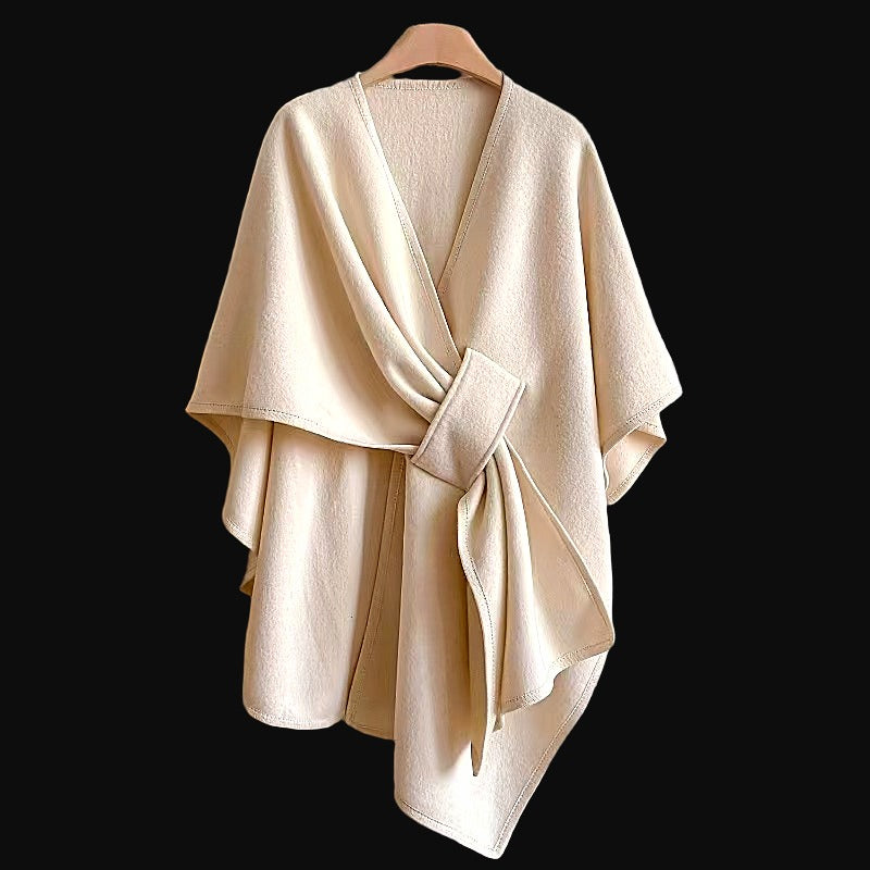 Pom Soft Cape — Faux-Fur Knit Wrap for Curves