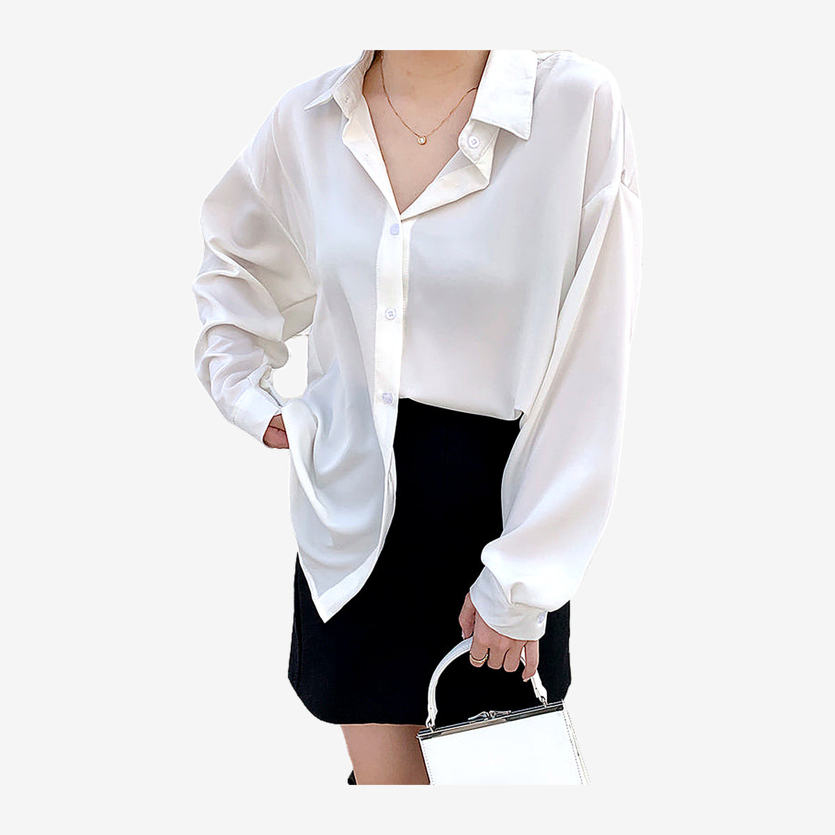 Damen-Bluse mit Polo-Kragen im Oversize-Schnitt