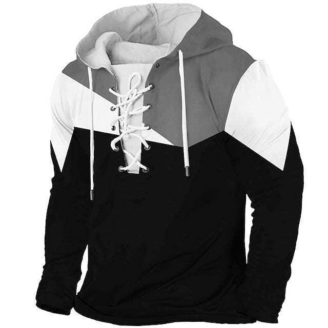 Retro Flag Print Hooded Long Sleeves cj