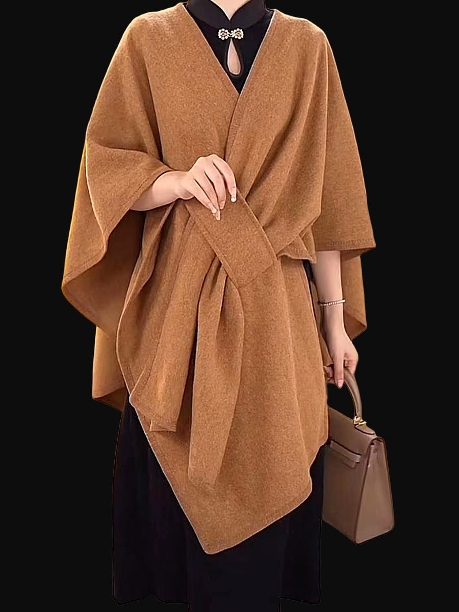 Pom Soft Cape — Faux-Fur Knit Wrap for Curves