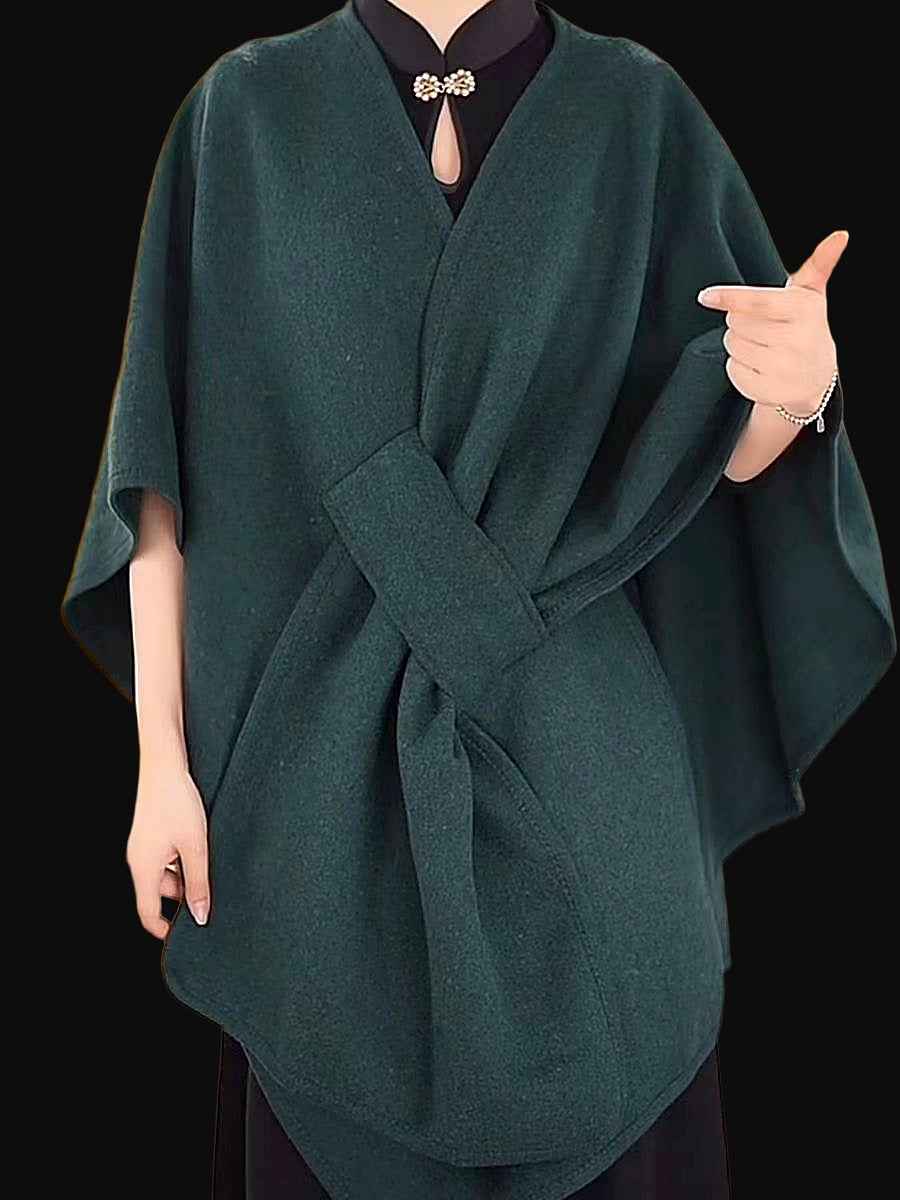 Pom Soft Cape — Faux-Fur Knit Wrap for Curves