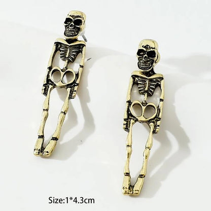 Halloween Skull Simulation Human Skeleton Detachable Stud Earrings cj