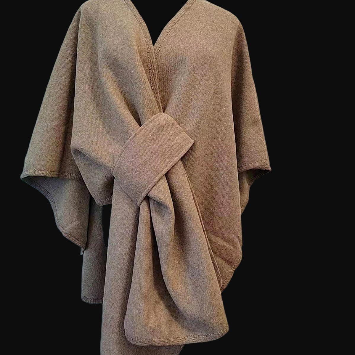 Pom Soft Cape — Faux-Fur Knit Wrap for Curves