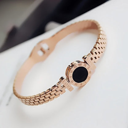 Rose Gold Bracelet Carving Roman Numeral Lover Cuff Bracelet Bangle Jewelry Stainless Steel Bracelet