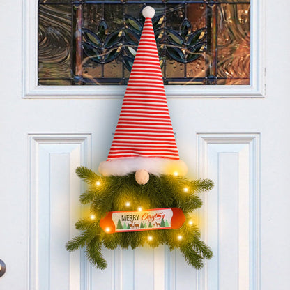 Glowing Christmas Wreath Upside Down Tree Stripes A Tall Hat cj