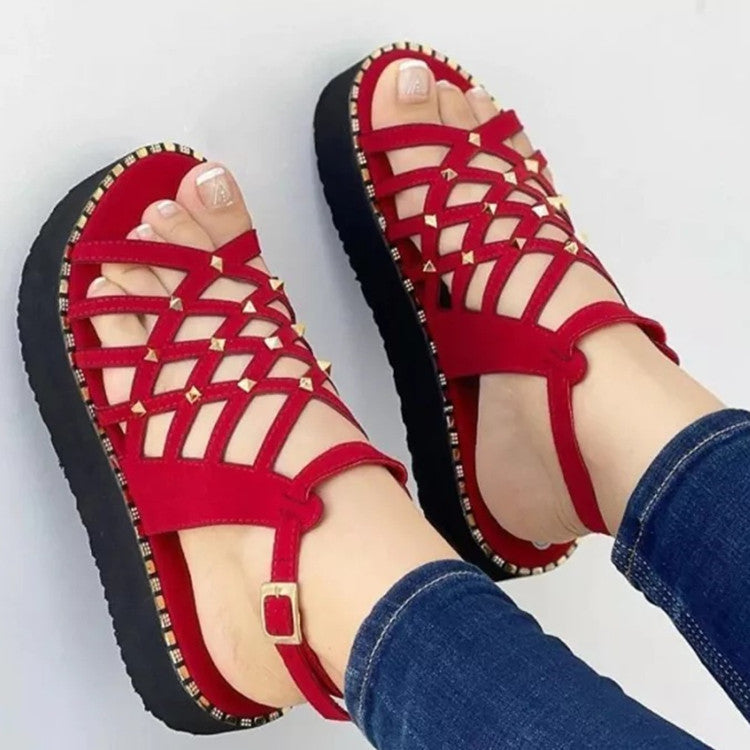 Women's Cutout Toe Platform Sandals cj