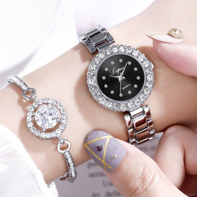 Watches-Set Bangle Clock Bracelet Wrist-Watch Quartz Women Fashion Ladies Brand Luxury