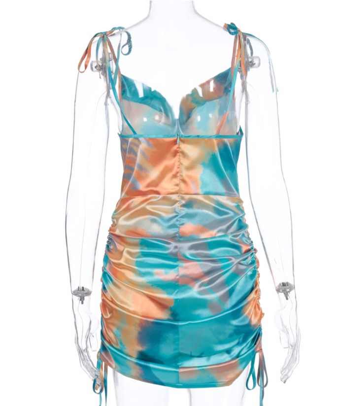 Printed Satin Midi Dress — Zip-Up Street Style