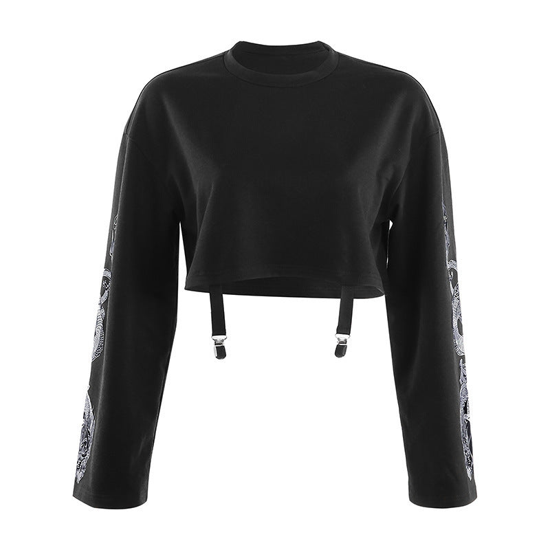 Dark Wind Dragon Pattern Long-Sleeved Sweater Women