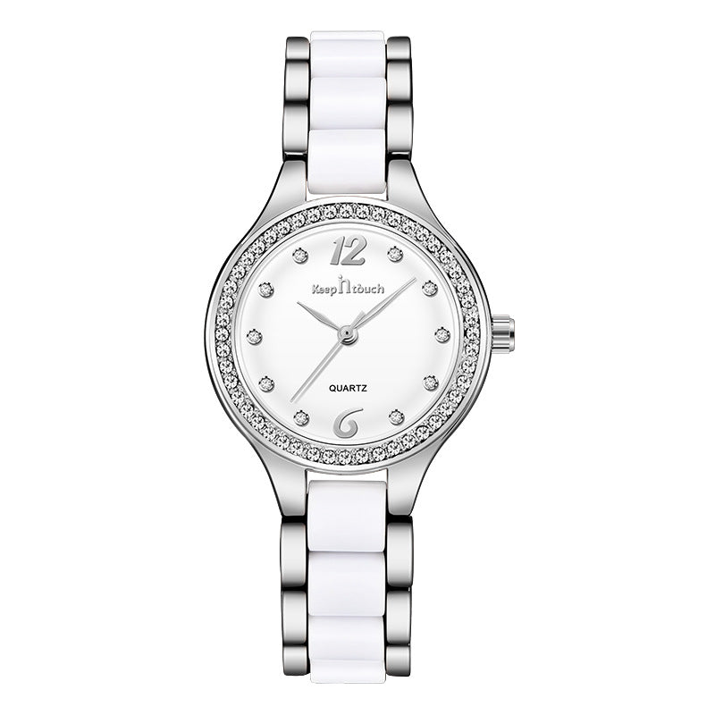Women's Luxury Quartz Watch - Elegant Diamond Ceramic Band Wrist Watch 30M Waterproof