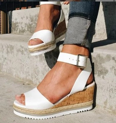 Women's Sandals With Buckle Wedge Heel cj