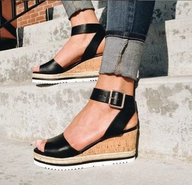 Women's Sandals With Buckle Wedge Heel cj