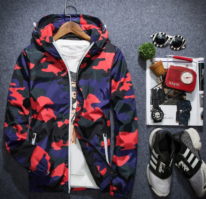 Men's Camouflage Hooded Jacket - Luminous Zipper Spring Coat