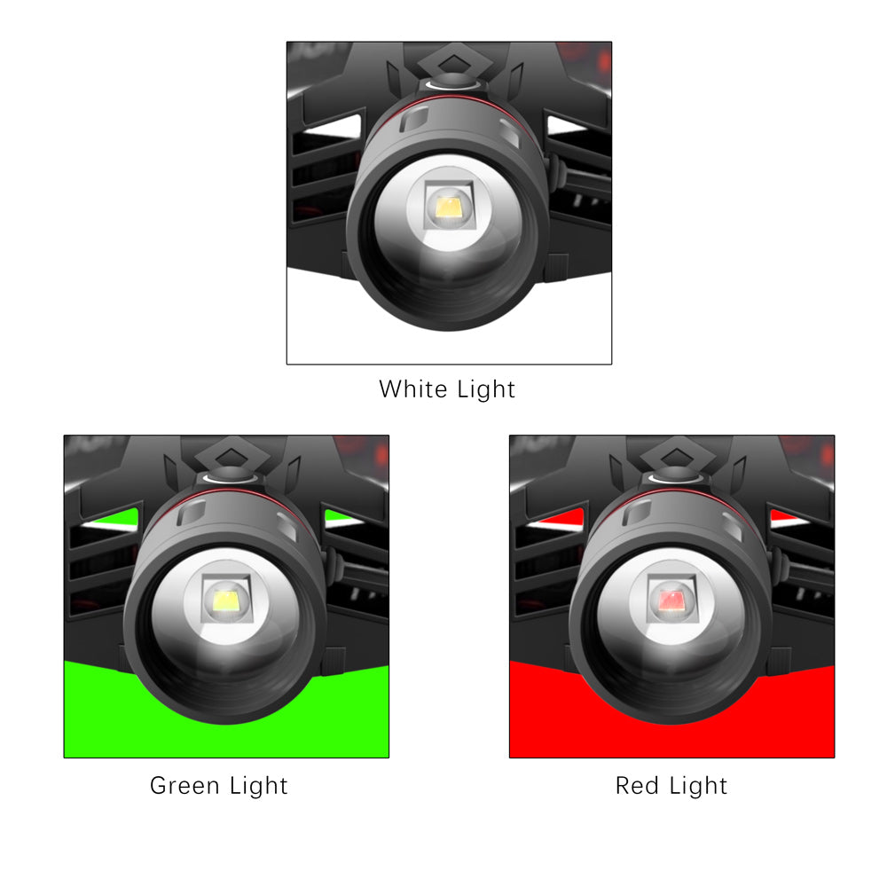 T6 white light green light red light zoom headlight cj