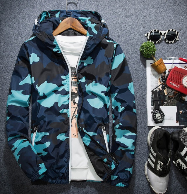 Men's Camouflage Hooded Jacket - Luminous Zipper Spring Coat