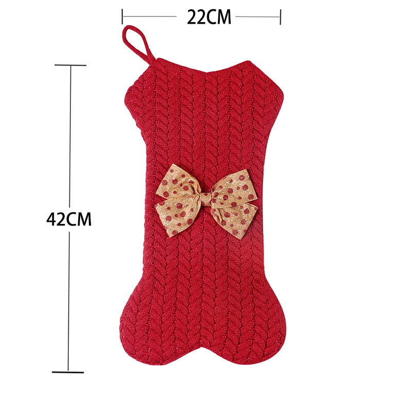 Christmas Decorations Knitting Wool Hanging Gift Bag cj