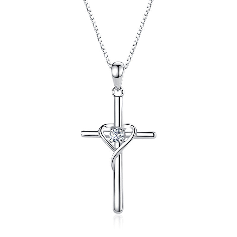 Sterling Silver Cross Pendant Trendy Clavicle Chain cj