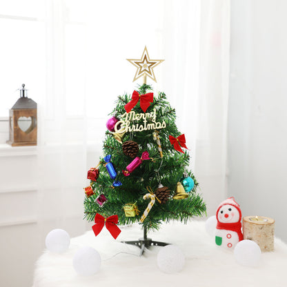 Mini Christmas Tree With Lights Small Accessories Bow Bells Pine Cone Gifts Christmas Desktop New Year Decorations cj