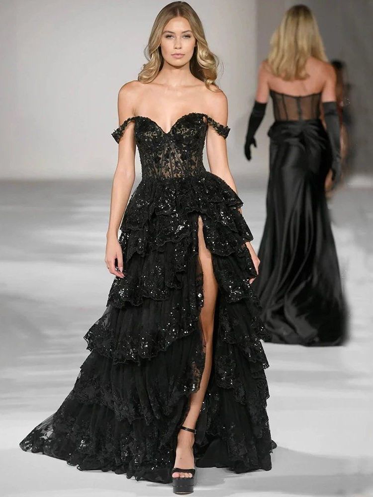 Women's Black Satin Evening Dress — Sleeveless Plus Size Gown
