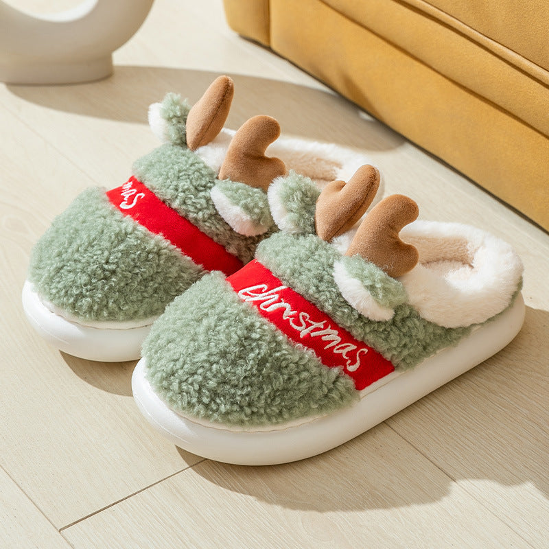 Christmas Shoes Winter Home Slippers Elk Soft Cozy Bedroom Slipper Slip On House Shoes cj