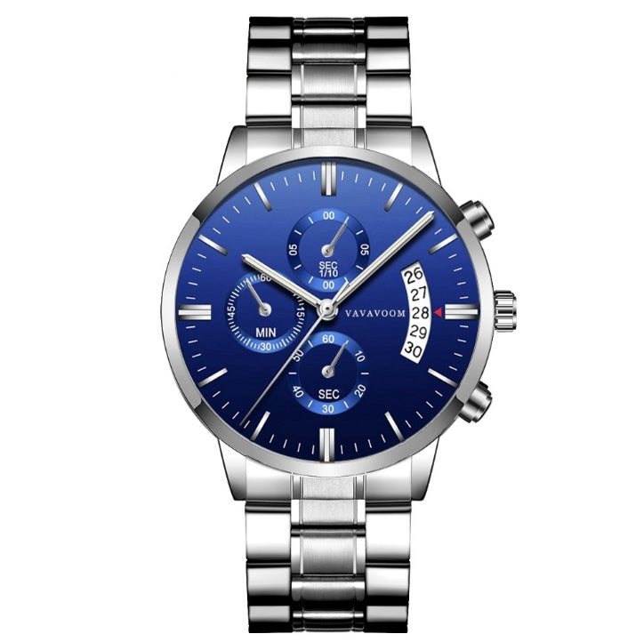 VA VA VOOM Men's Stainless Steel Watch - Waterproof Quartz Business Casual Watch with Calendar