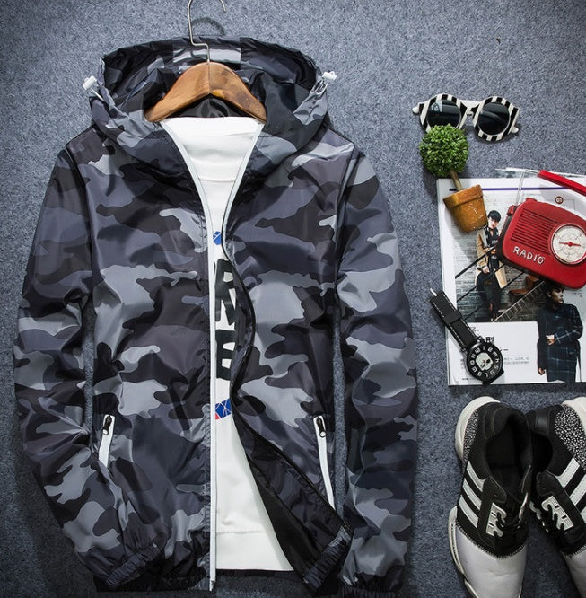 Men's Camouflage Hooded Jacket - Luminous Zipper Spring Coat