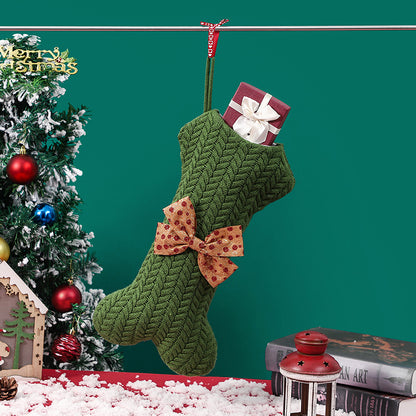 Christmas Decorations Knitting Wool Hanging Gift Bag cj