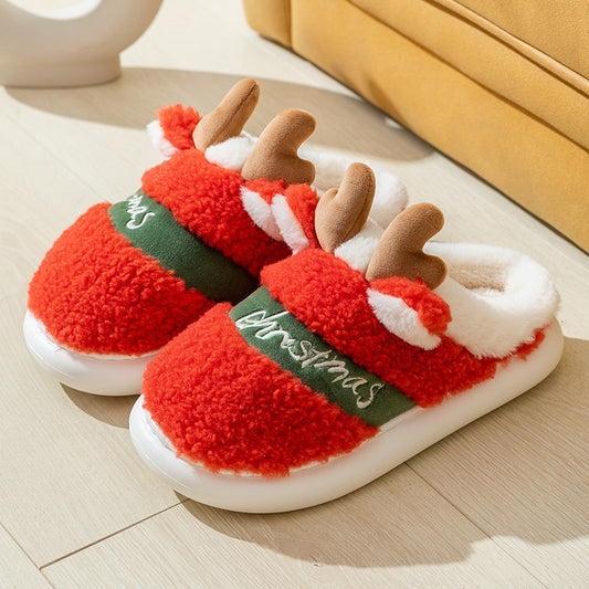 Christmas Shoes Winter Home Slippers Elk Soft Cozy Bedroom Slipper Slip On House Shoes cj