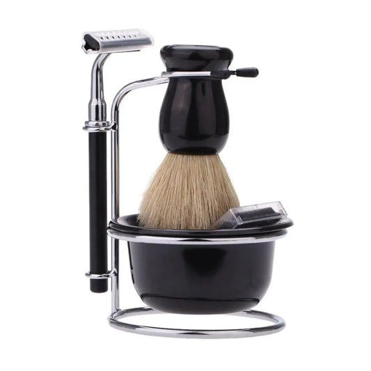 4 In 1 Men's Razor Set Male Facial Beard Cleaning Shaving Brush Bowl Stainess Steel Stand Holder 5 Blades Wet Shaving Razor Tool cj