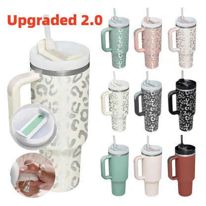40oz Coffee Insulation Cup Straw Coffee Travel Mug Stainless Steel Coffee Tumbler Portable Car Cup Insulated Coffee Holder Handle-Equipped Coffee Mug Hot and Cold Beverage Container ShopWithVanny Top-Ranking Coffee Accessories Travel Coffee Companion