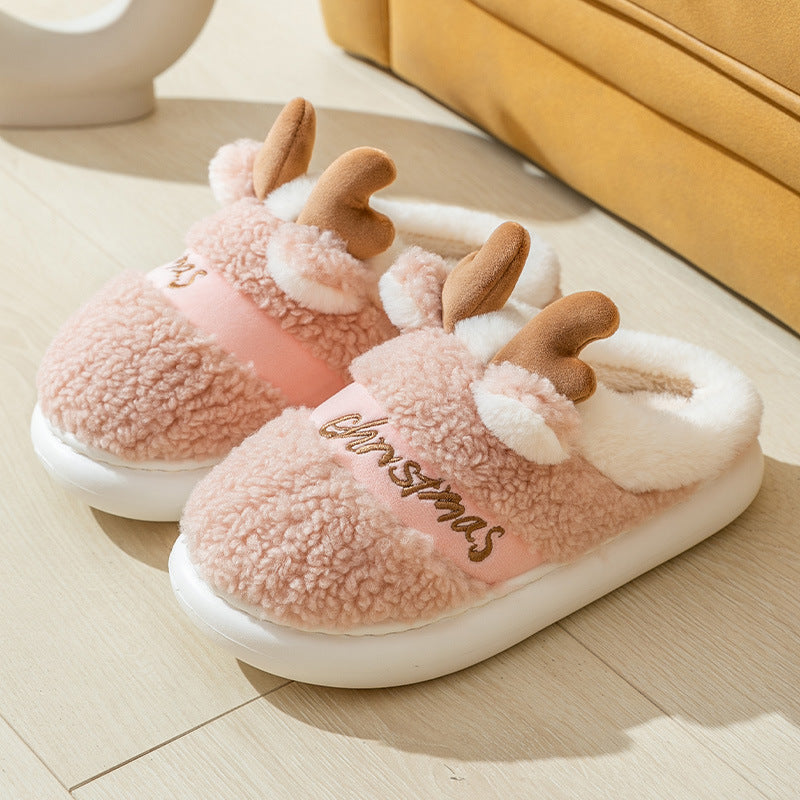 Christmas Shoes Winter Home Slippers Elk Soft Cozy Bedroom Slipper Slip On House Shoes cj