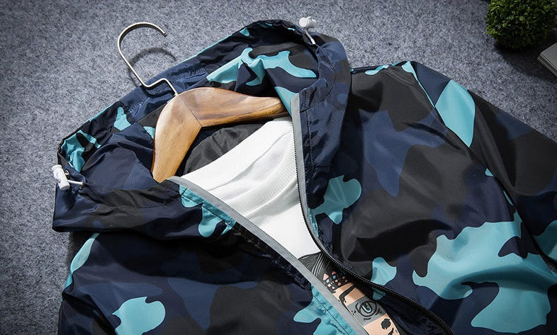 Men's Camouflage Hooded Jacket - Luminous Zipper Spring Coat