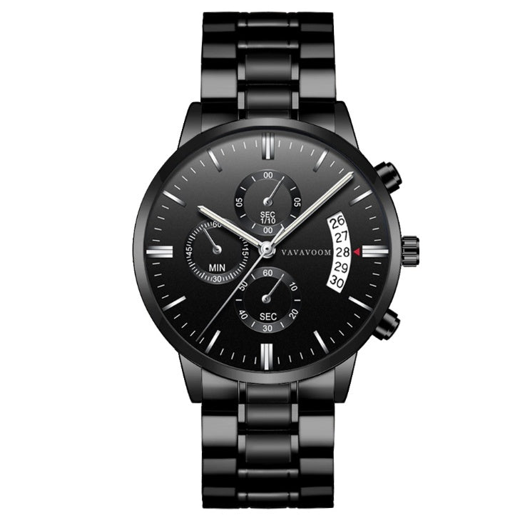 VA VA VOOM Men's Stainless Steel Watch - Waterproof Quartz Business Casual Watch with Calendar