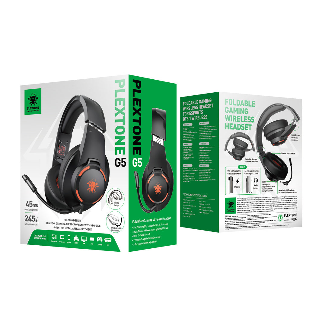 Kabelloses Bluetooth 5.0 Gaming-Headset mit abnehmbarem Mikrofon