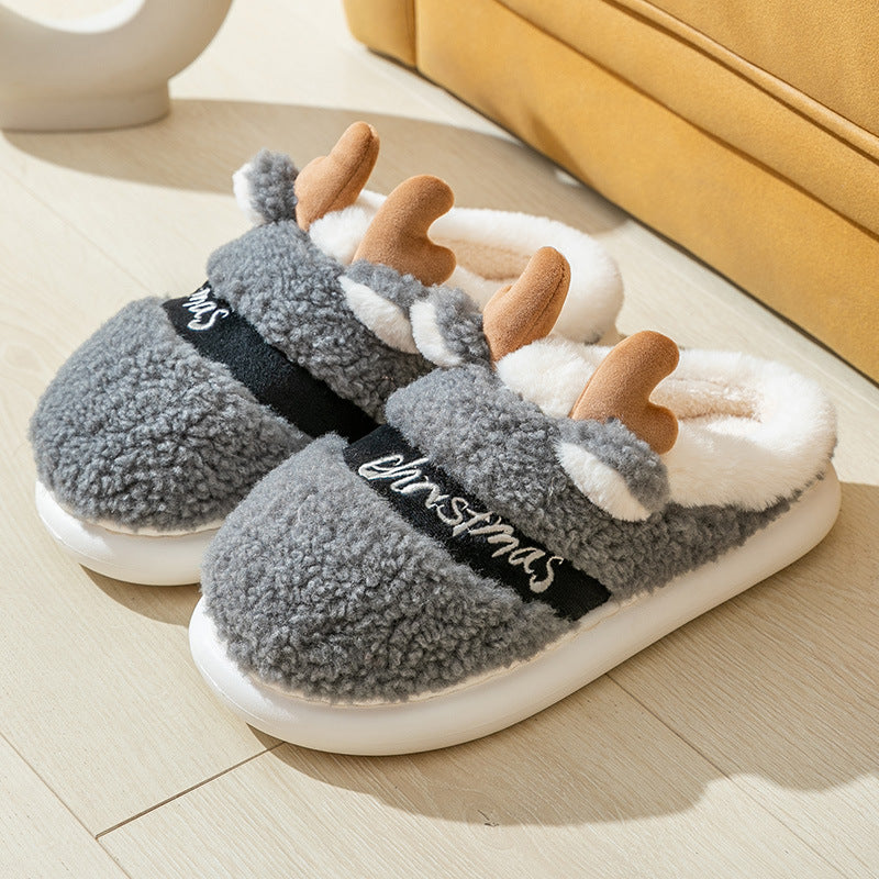 Christmas Shoes Winter Home Slippers Elk Soft Cozy Bedroom Slipper Slip On House Shoes cj