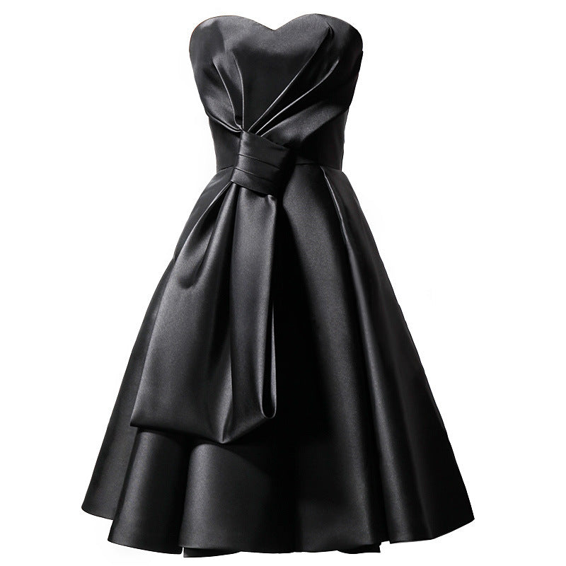 Black Satin Bra Mini Dress — Bandage, Sleeveless & Zip-Up