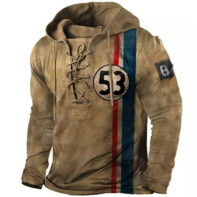Retro Flag Print Hooded Long Sleeves cj