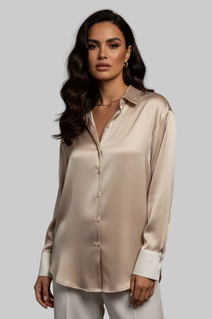 Satin Long Sleeve Shirt – Women's Elegant Blouse