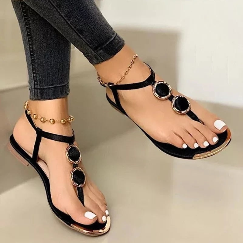 Women's Flat Sandals Summer Beach Shoes cj