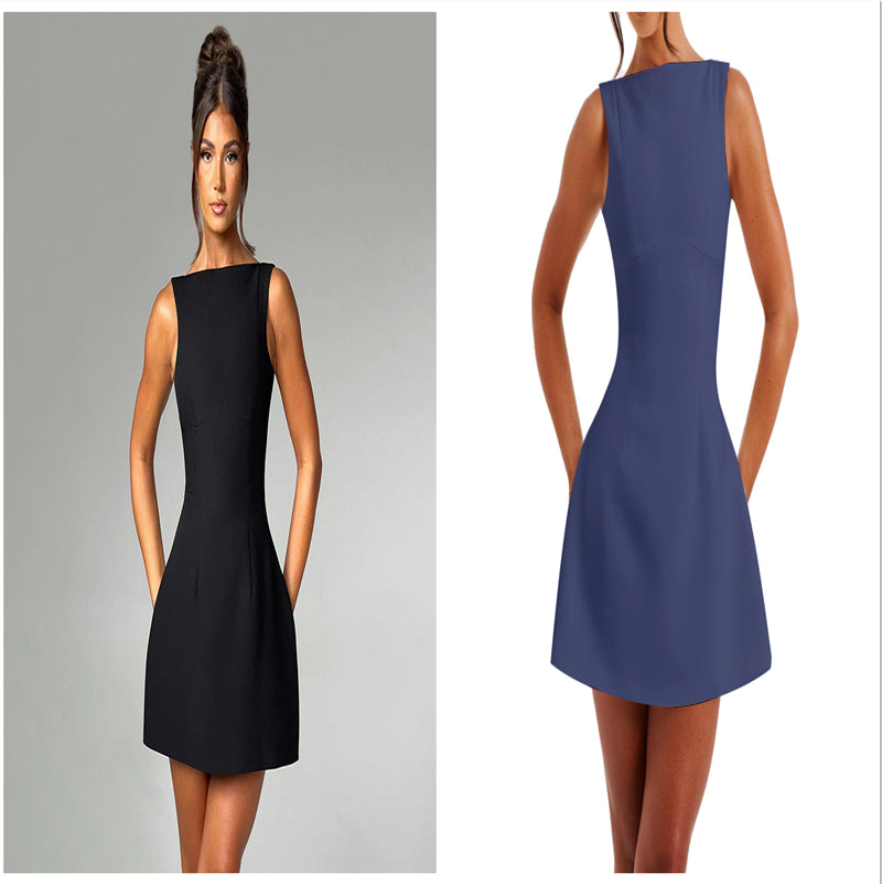 Backless Sling Mini Dress — High Waist & Sleeveless