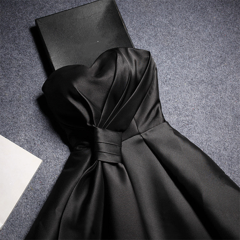 Black Satin Bra Mini Dress — Bandage, Sleeveless & Zip-Up