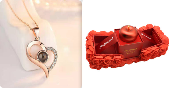 Valentinsgeschenkset "Ewige Rose" mit Kristallkette