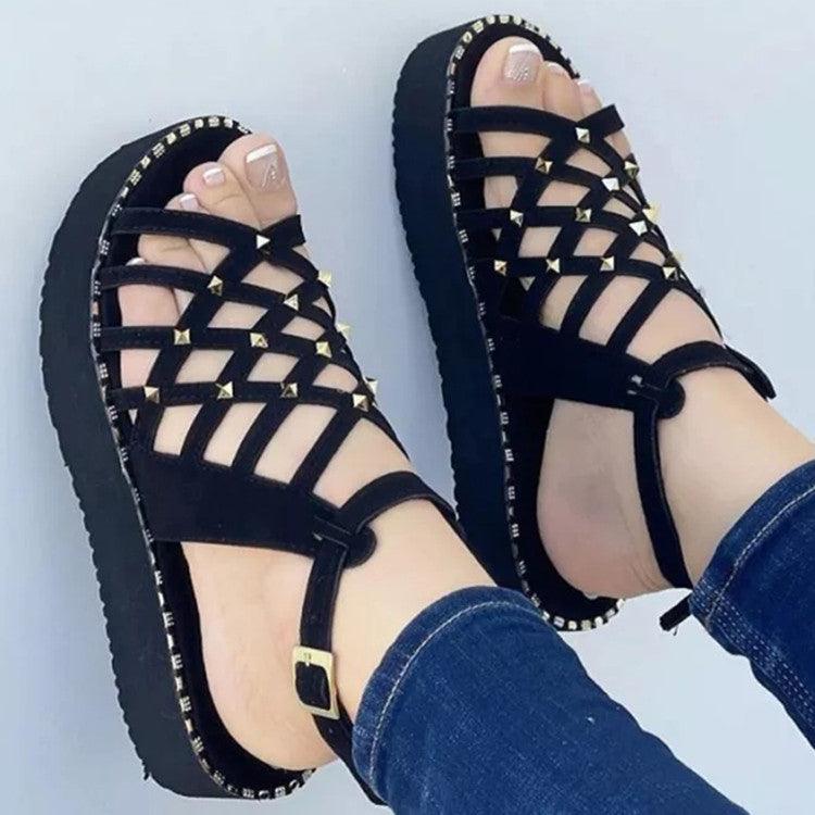 Women's Cutout Toe Platform Sandals cj