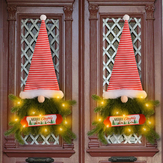 Glowing Christmas Wreath Upside Down Tree Stripes A Tall Hat cj